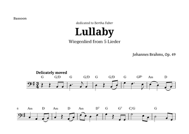 Wiegenlied (lullaby) by Brahms for Bassoon and Chords (arr. Langanho)