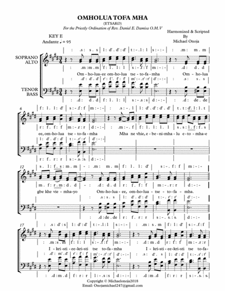 Omholua Tofa mha (Lord have mercy in Estako Language)