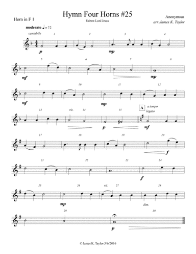 FAIREST LORD JESUS (Horn Quartet #25) (arr. James K. Taylor)