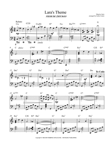 Lara's Theme From Doctor Zhivago (arr. Carlos Castro)
