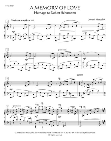 A Memory of Love - Homage to Robert Schumann - for Solo Harp