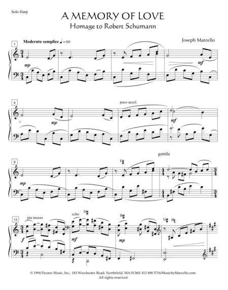 A Memory of Love - Homage to Robert Schumann - for Solo Harp