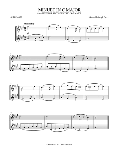 Minuet in C Major (from Suite for Recorder Trio in G Major) (arr. Mark Phillips)