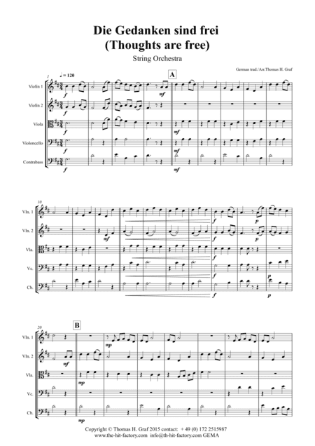Die Gedanken sind frei - (Thoughts are free) - German Folk Song - String Orchestra (arr. Thomas H. Graf)