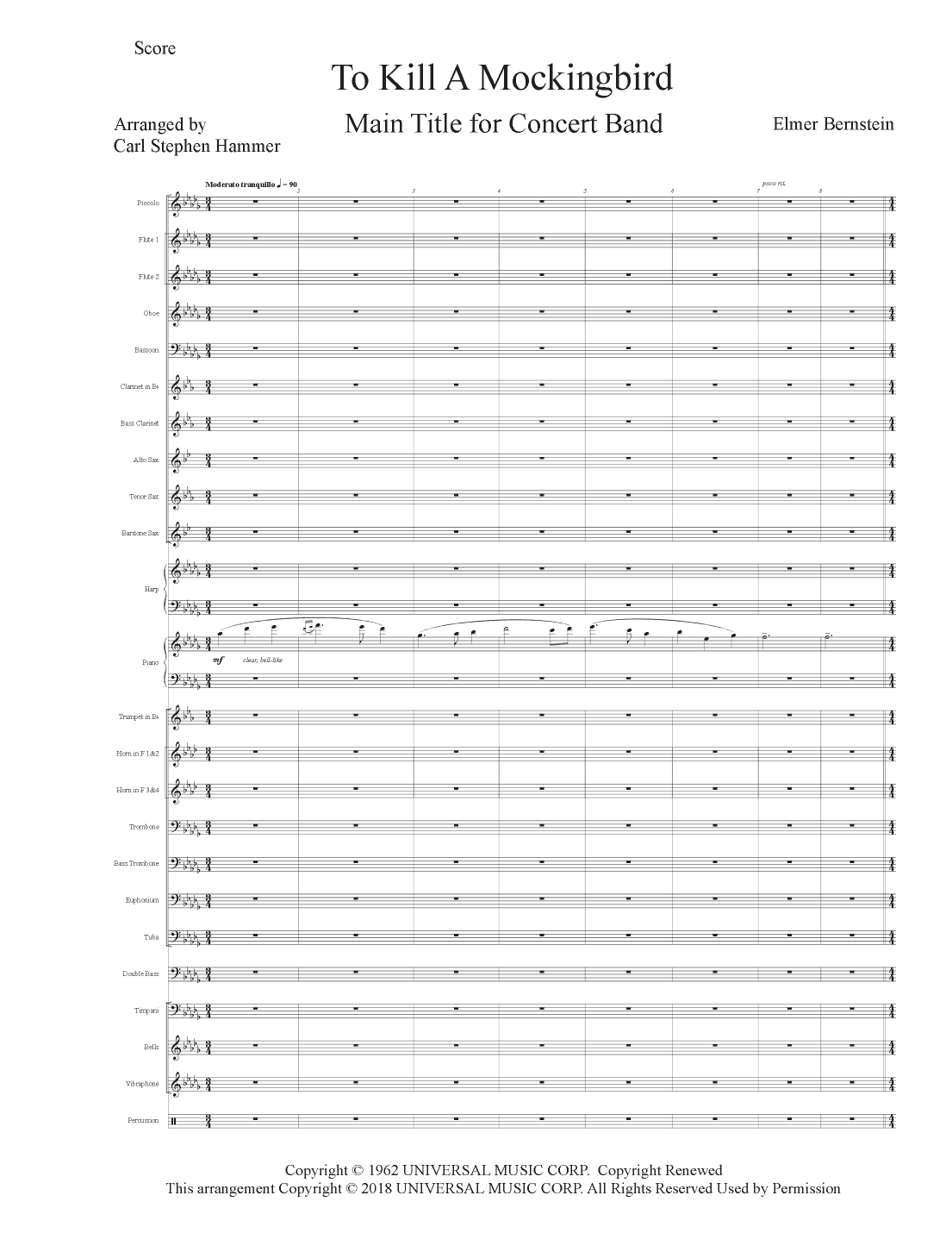 To Kill A Mockingbird - Main Title (arr. Carl Stephen Hammer)