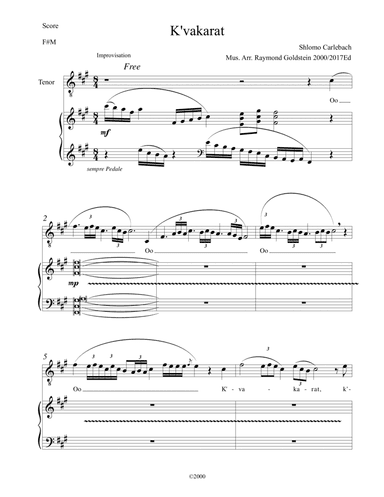 K'vakarat (Carlebach) (arr. Raymond Goldstein)