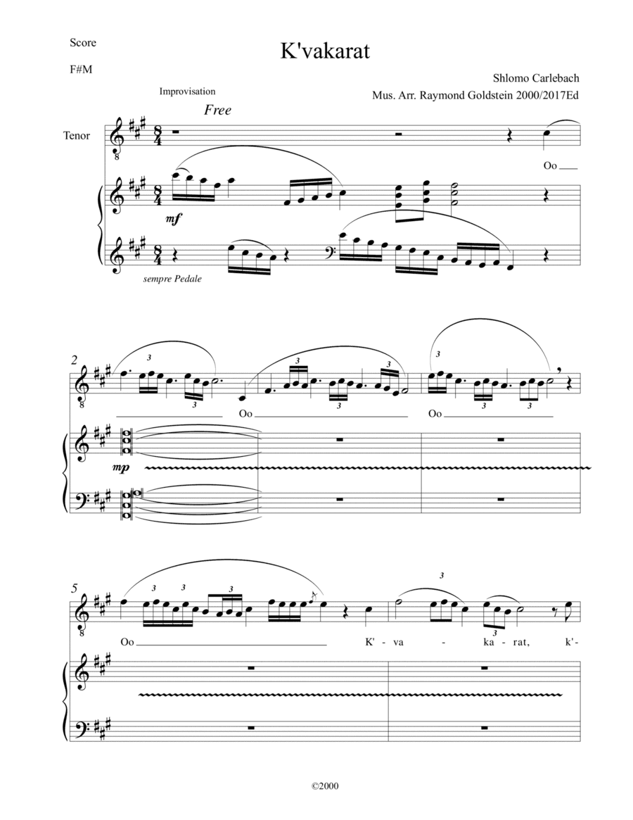 K'vakarat (Carlebach) (arr. Raymond Goldstein)
