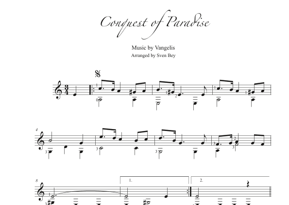 Conquest Of Paradise (arr. Sven Bey)