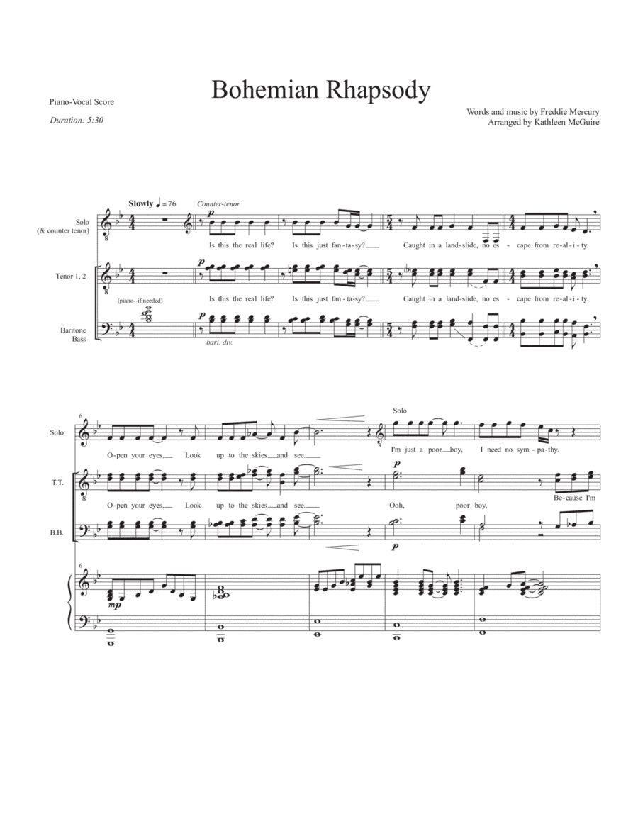 Bohemian Rhapsody (arr. Kathleen McGuire)