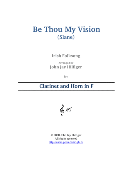 Be Thou My Vision for Clarinet and Horn (arr. John Jay Hilfiger)
