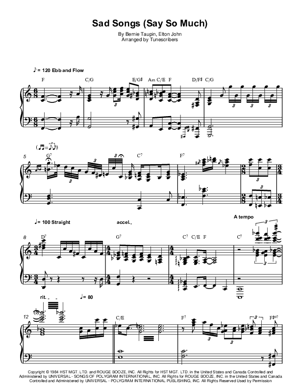 Sad Songs (Say So Much) (arr. Tunescribers)
