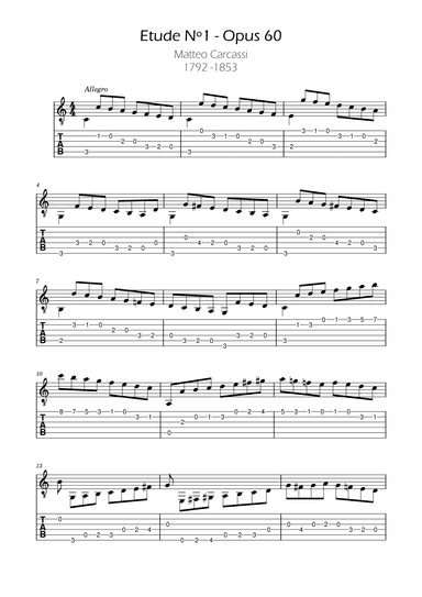 Etude Nº1- Opus 60 - Carcassi TABs (arr. Ygor Nunes Silva)