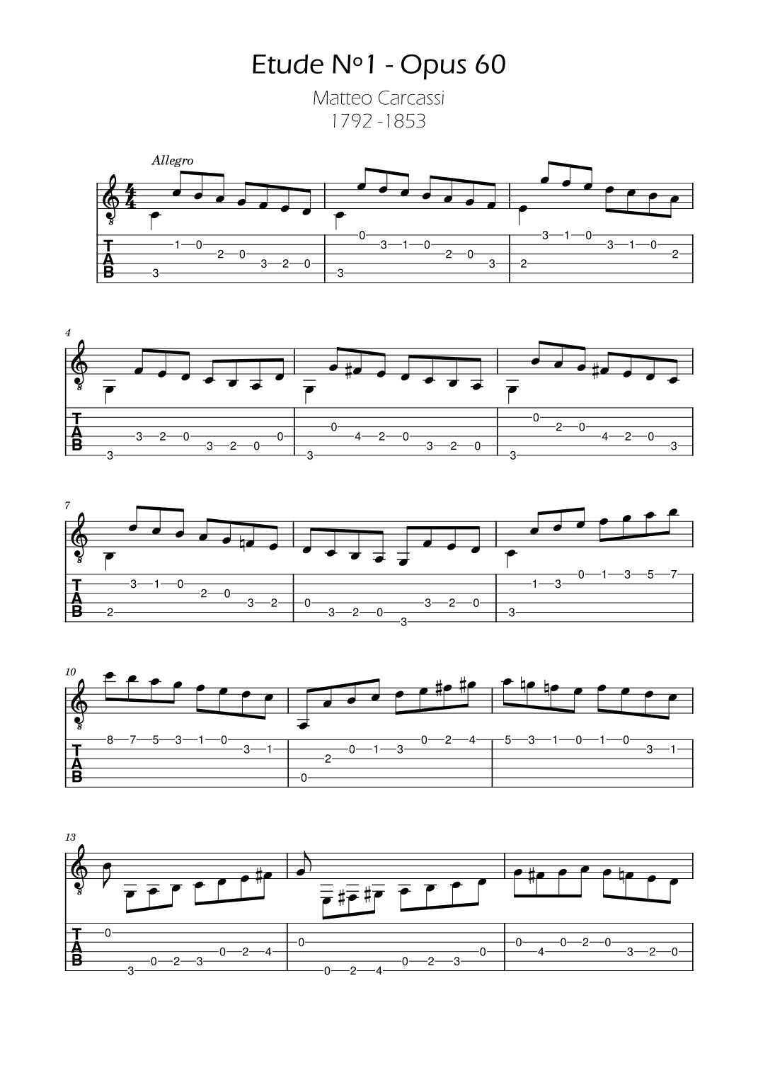 Etude Nº1- Opus 60 - Carcassi TABs (arr. Ygor Nunes Silva)