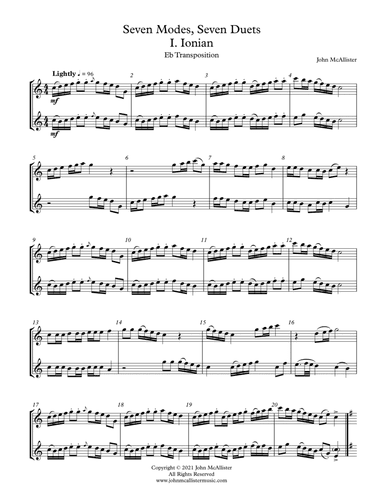 Seven Modes, Seven Duets - Eb Treble Transposition