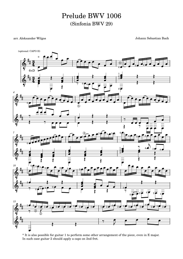 Prelude BWV 1006 (for 2 guitars) (arr. Aleksander Wilgos)