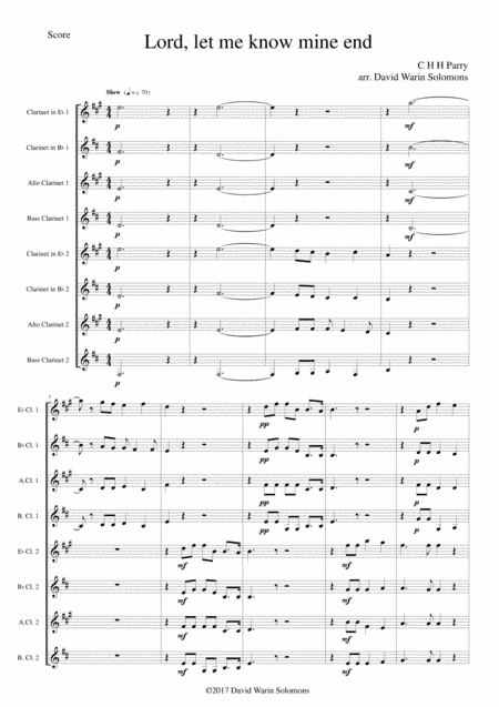 Lord, let me know mine end for clarinet octet or clarinet choir (arr. David Warin Solomons)