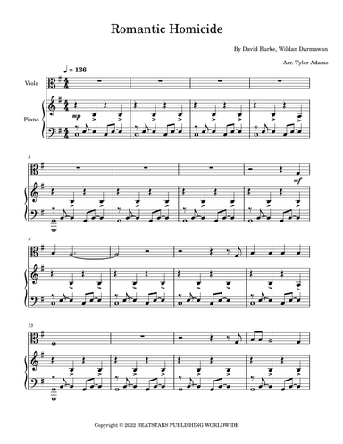 Romantic Homicide (arr. Tyler Adams)