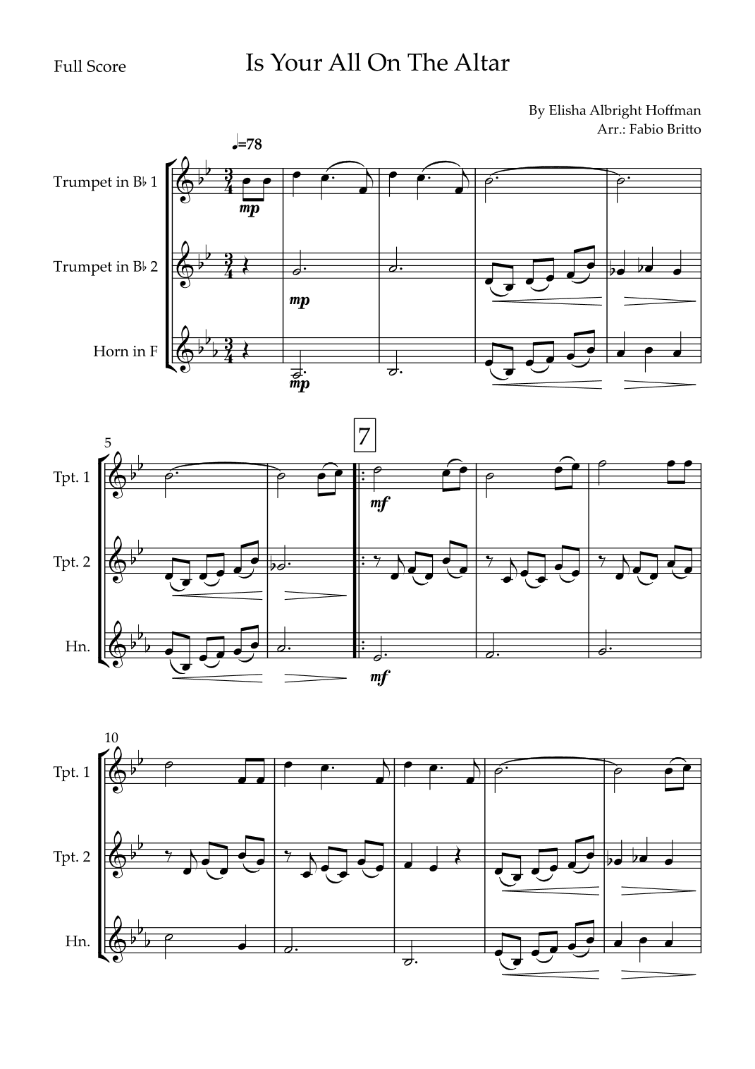 Is Your All On The Altar? (arr. Fabio Britto)