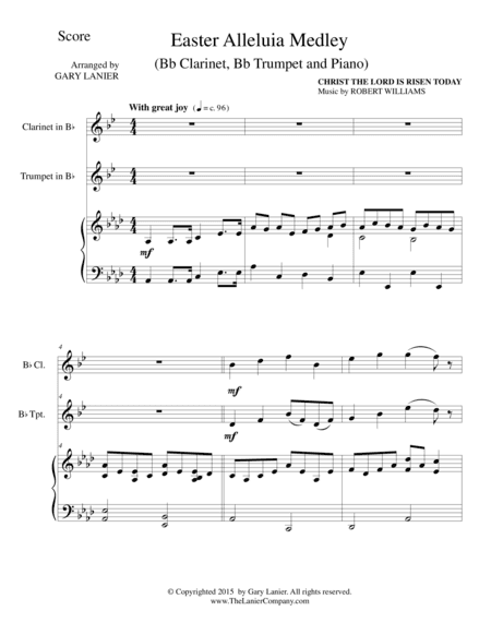 EASTER ALLELUIA MEDLEY (Trio – Bb Clarinet, Bb Trumpet/Piano) Score and Parts (arr. Gary Lanier)
