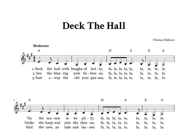 Deck The Hall - Lead Sheet (A Major Low - Easy Traditional) (arr. Yuri Noronha)