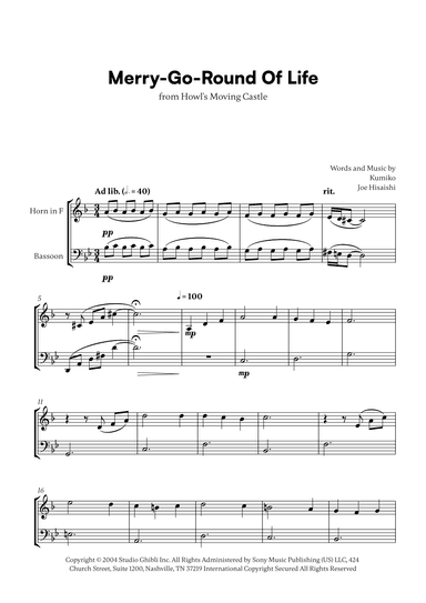 Merry-go-round Of Life (arr. Cadenza Editions)