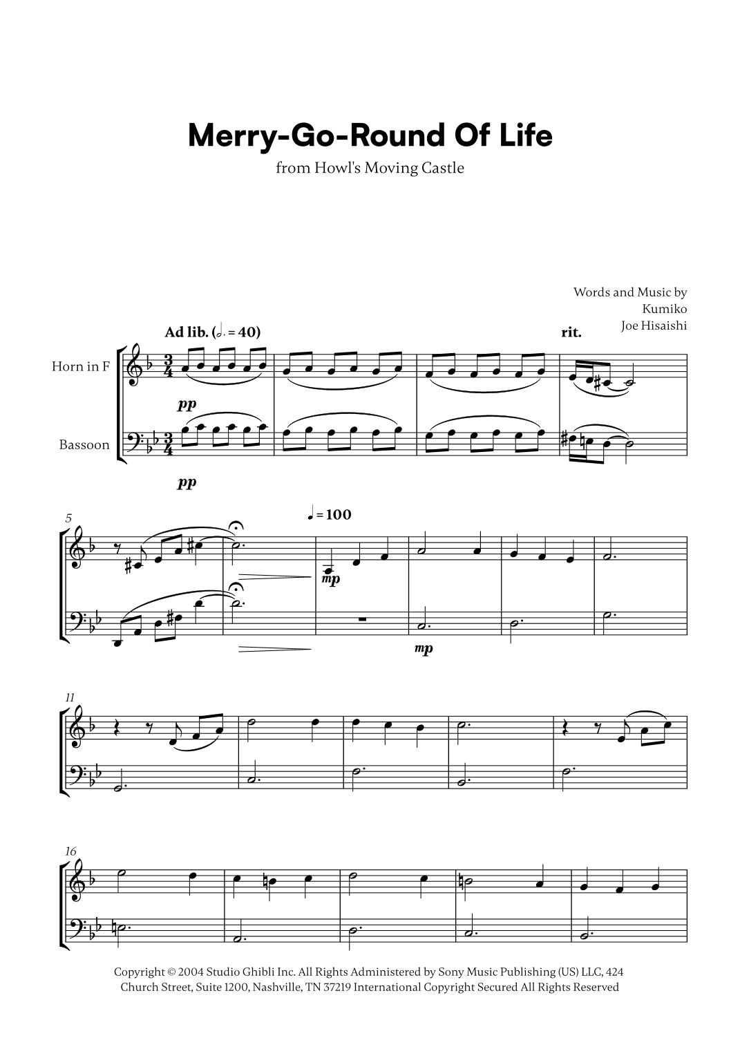 Merry-go-round Of Life (arr. Cadenza Editions)