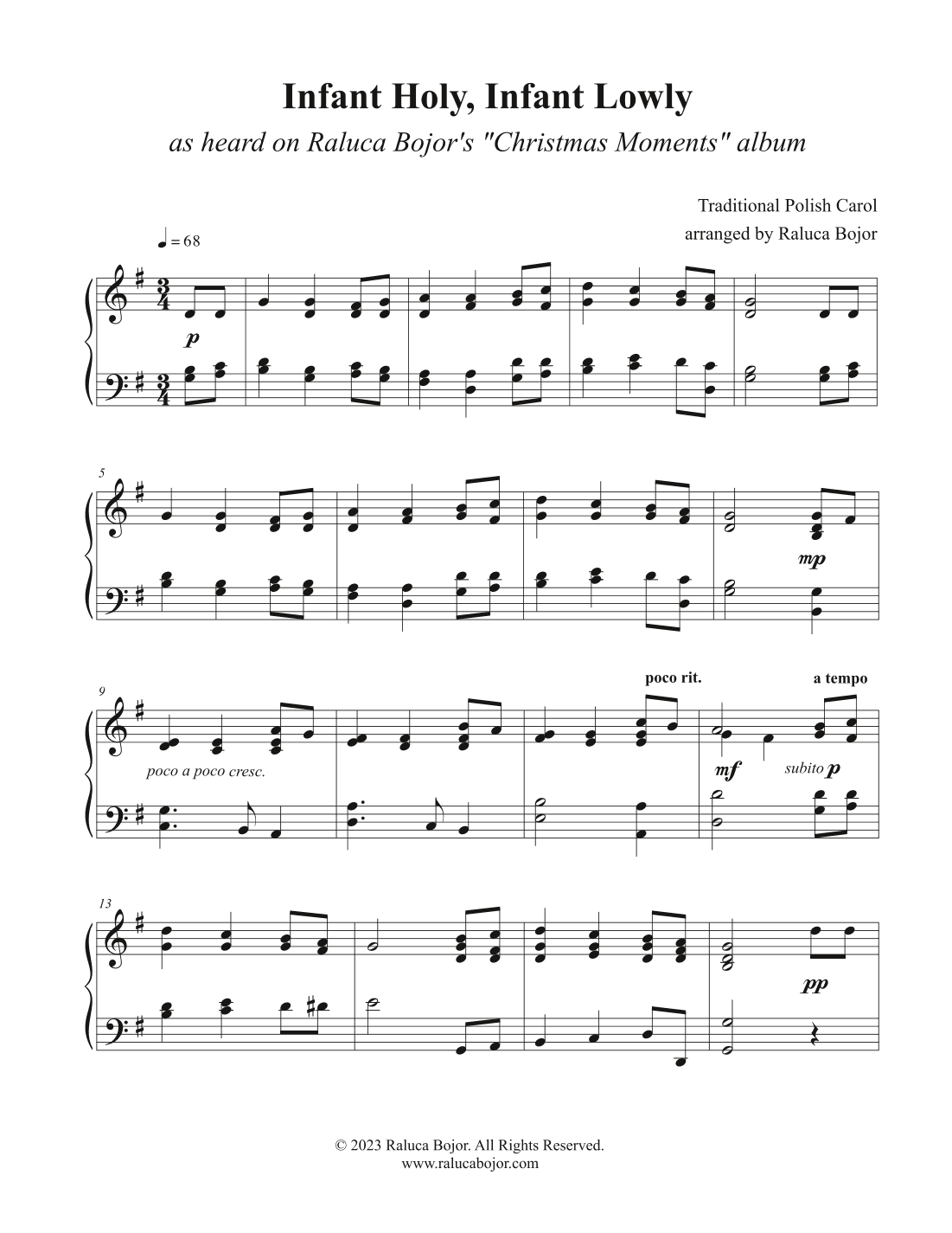 Infant Holy, Infant Lowly (arr. Raluca Bojor)