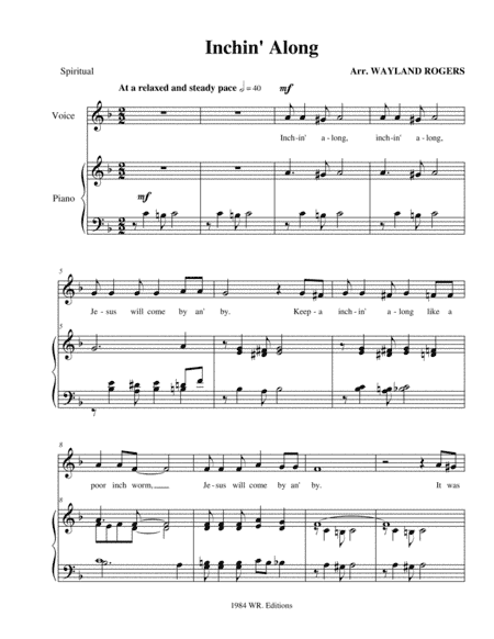 Inchin' Along (Five Negro Spirituals) (arr. WR Editions)
