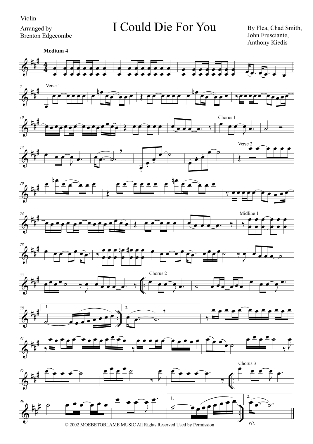 I Could Die For You (arr. Brenton Edgecombe)