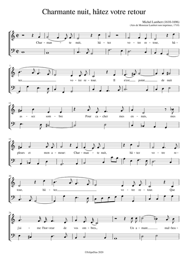 Charmante nuit hâtez votre retour (arr. Early Music Scores)