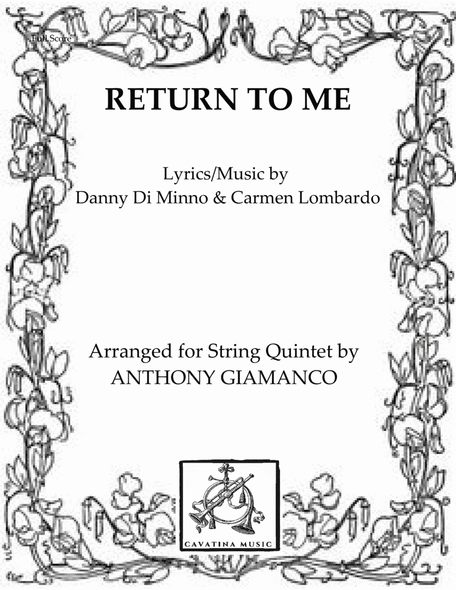 Return To Me (arr. Anthony Giamanco)
