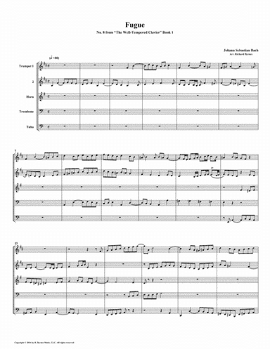 Fugue 08 from Well-Tempered Clavier, Book 1 (Brass Quintet) (arr. Richard Byrnes)