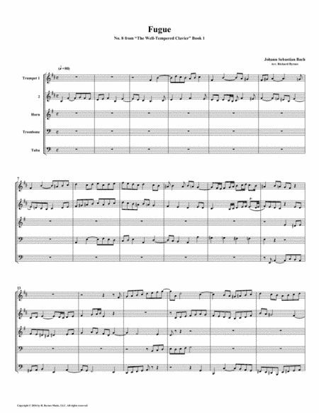 Fugue 08 from Well-Tempered Clavier, Book 1 (Brass Quintet) (arr. Richard Byrnes)