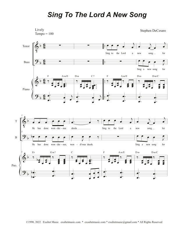 Sing To The Lord A New Song (2-part choir - (TB)