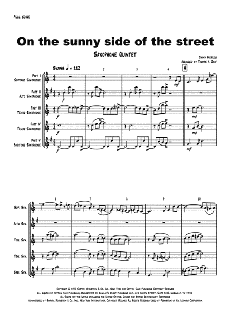 On The Sunny Side Of The Street (arr. Thomas Graf)