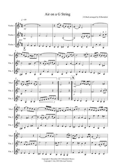 Air on a G String for Violin Trio (arr. David Burndrett)