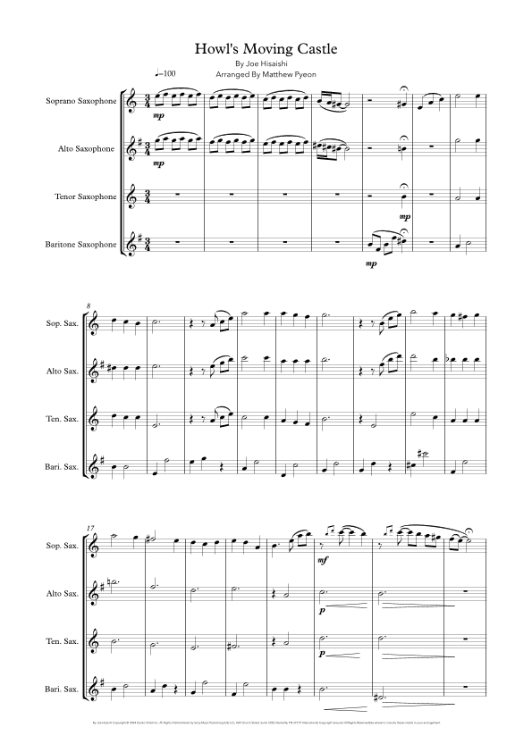 Howl's Moving Castle (arr. Matthew pyeon)
