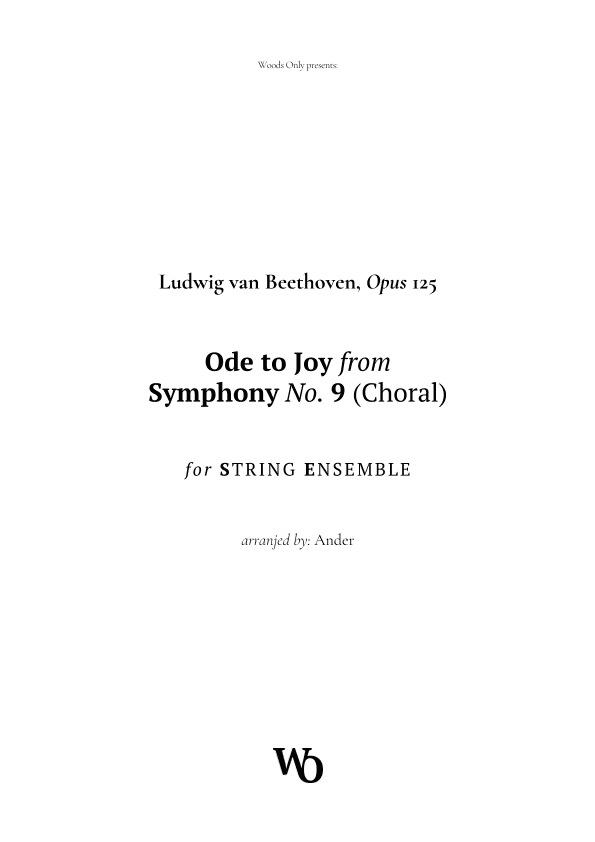 Ode to Joy by Beethoven for String Ensemble (arr. Ander)