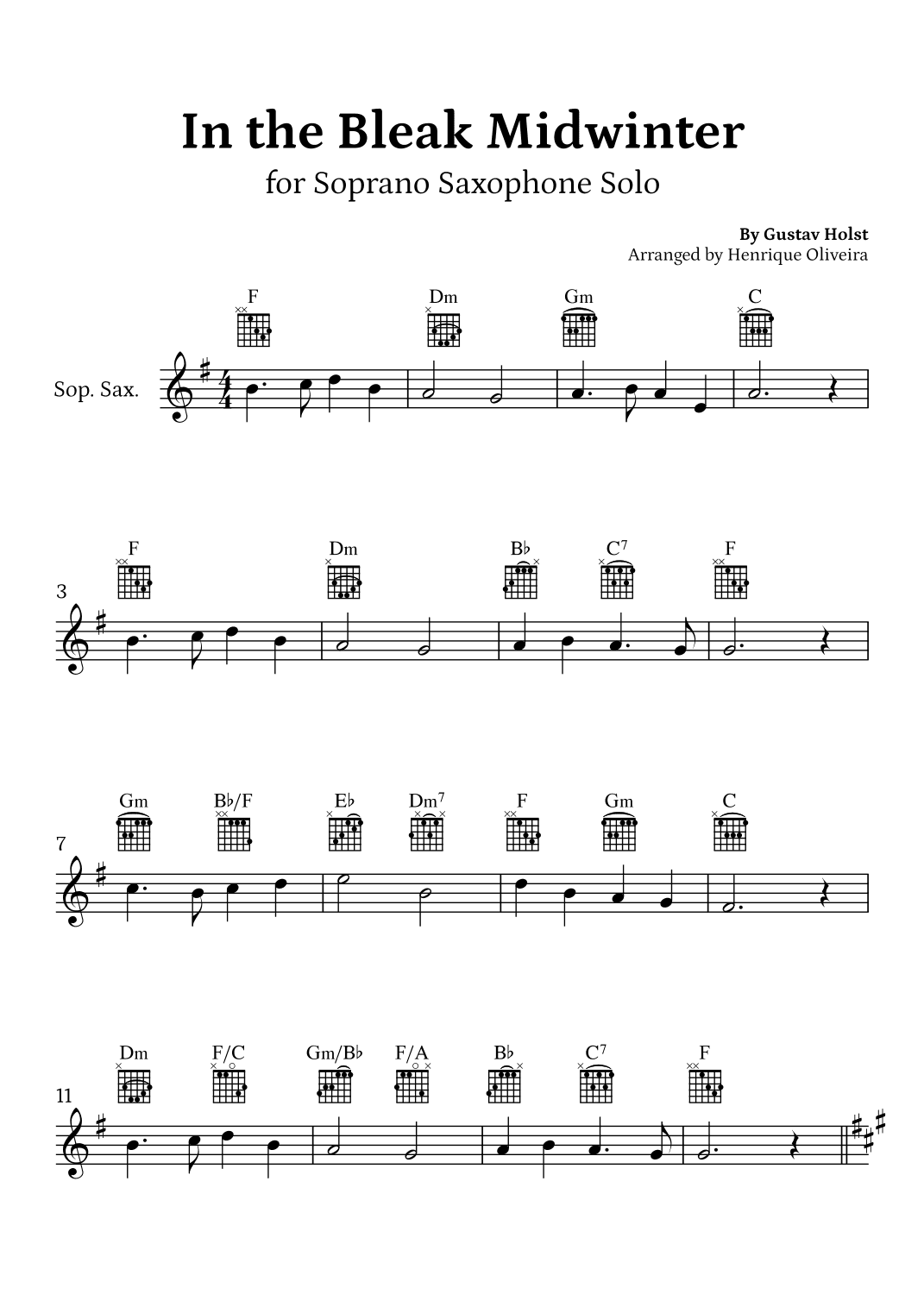 In the Bleak Midwinter (Soprano Saxophone Solo) - Beginner Level (arr. Henrique Oliveira)