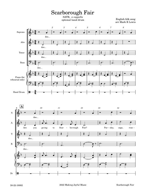 Scarborough Fair - SATB Ensemble (arr. Mark R Lewis)