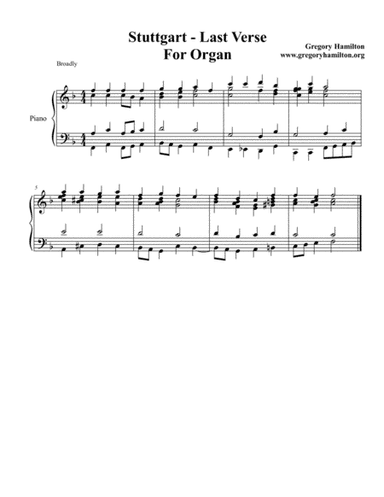 Stuttgart - Come Thou Long expected Jesus, Last Verse alternate Harmonization for Organ