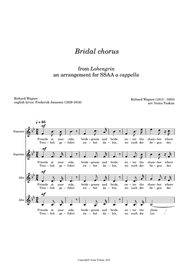Wedding March (Bridal chorus) from Lohengrin, for SSAA a cappella (arr. Ivana Tuskan)