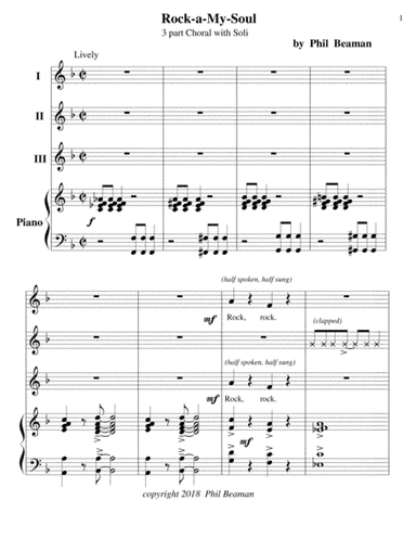 Rock-a-My-Soul. -  3 part Choral with Soli