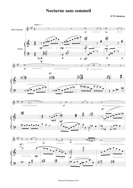 Nocturne sans sommeil (Sleepless nocturne) for alto clarinet and piano