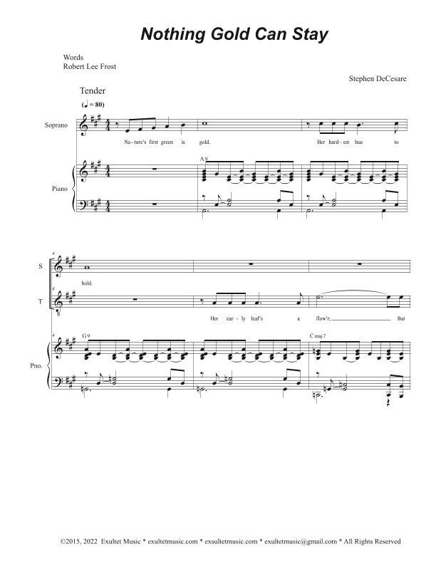 Nothing Gold Can Stay (Duet for Soprano and Tenor solo)