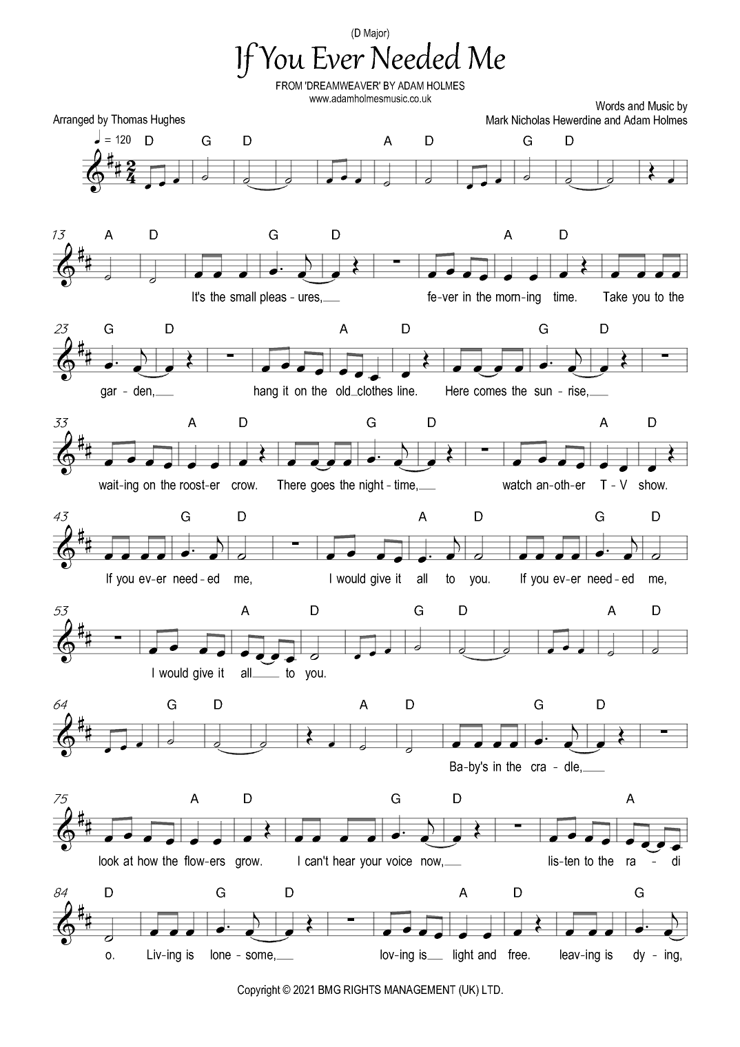 If You Ever Needed Me (arr. Thomas Hughes)