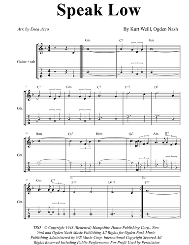 Speak Low (arr. Enea Acco)