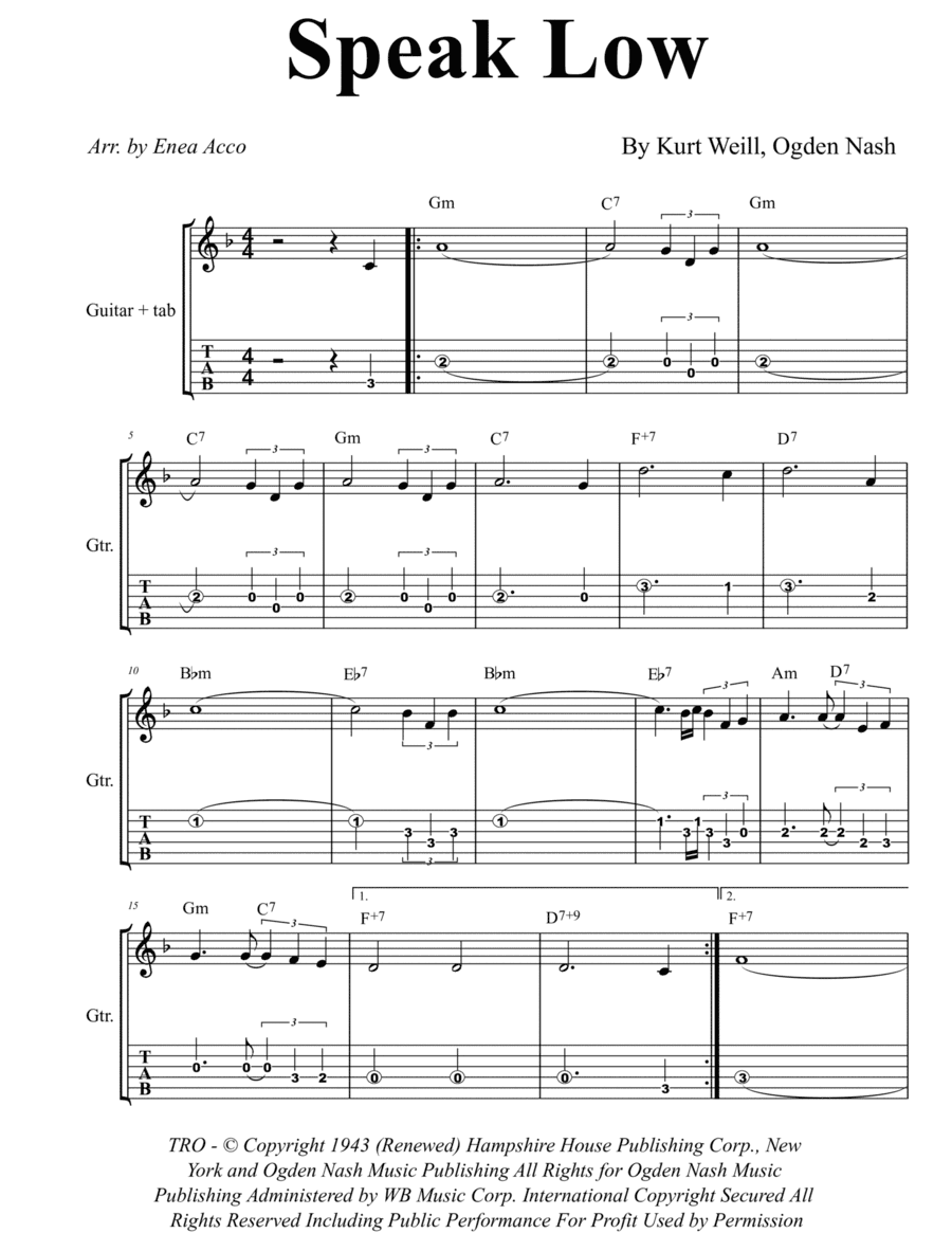 Speak Low (arr. Enea Acco)