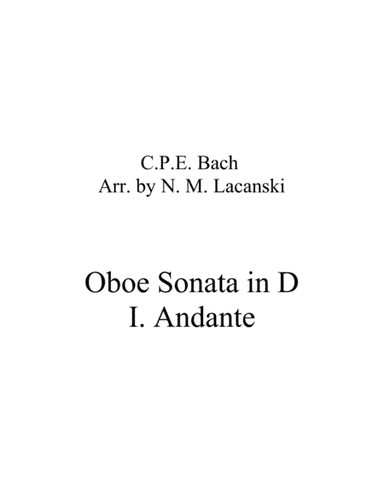 Oboe Sonata in D I. Andante (arr. Nick Lacanski)