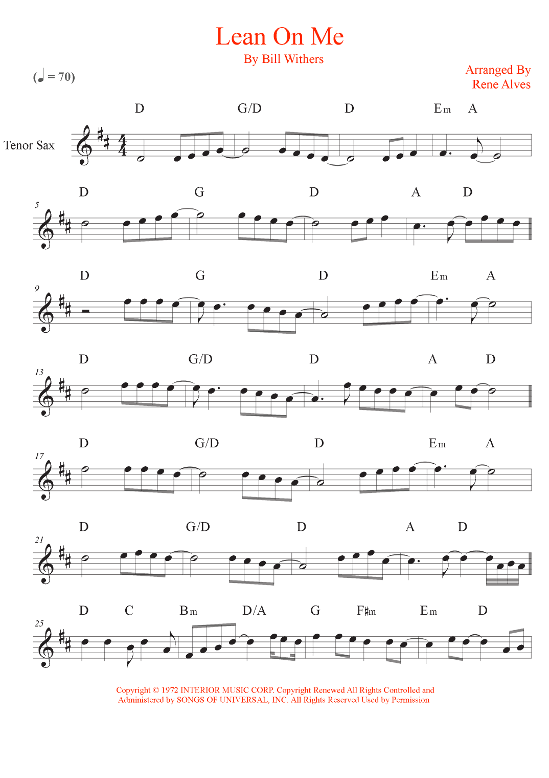 Lean On Me (arr. Rene Alves)
